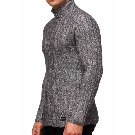 Versatile férfi chunky kötött tartó-up nyaklánc Pulóver  incorporated minta, gyapjú Pulóver 13353, fekete Méret: 2XL