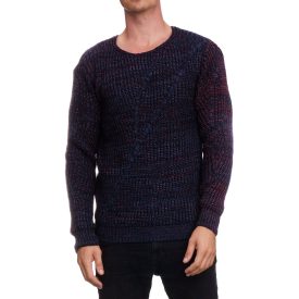   trendi férfi túlméretezett chunky kötött Pulóver 13365 Navy Méret: S