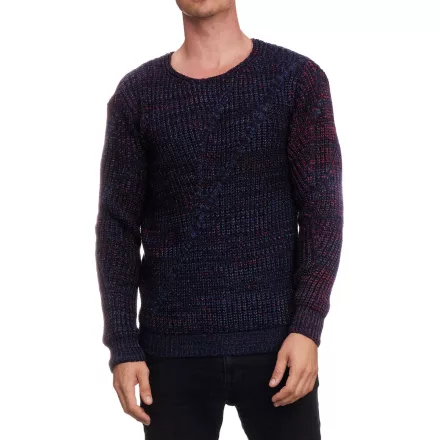 trendi férfi túlméretezett chunky kötött Pulóver 13365 Navy Méret: S