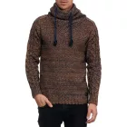 Modern férfi kötött turtleneck Pulóver, texturált kötött pulóver 13369 Camel Méret: L