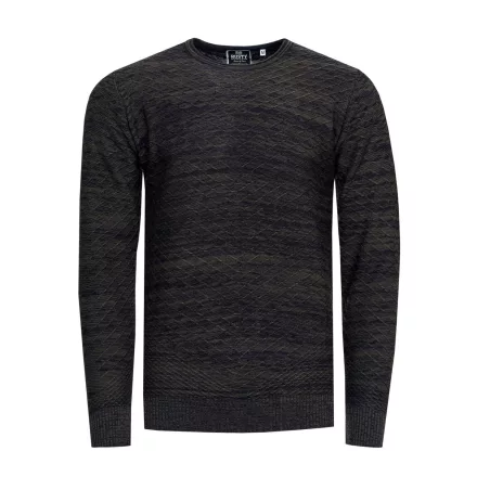 Modern férfi elegáns-kötött Pulóver  texturált minta, kerek nyakú Pulóver 13371 Khaki Méret: XL