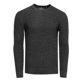   stílusos férfi elegáns-kötött Pulóver  diagonal texturált minta, kerek nyakú Pulóver 13374 anthracite Méret: M