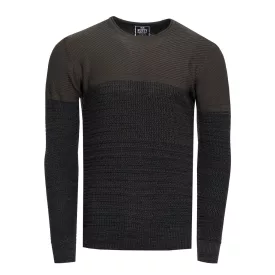   Cool férfi elegáns-kötött Pulóver  szín blokk, kerek nyakú Pulóver 13376 Khaki Méret: L