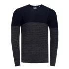 Cool férfi elegáns-kötött Pulóver  szín blokk, kerek nyakú Pulóver 13376 Navy Méret: 2XL
