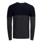 Cool férfi elegáns-kötött Pulóver  szín blokk, kerek nyakú Pulóver 13376 Navy Méret: 2XL