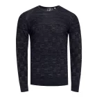alkalmi férfi elegáns-kötött pulóver  check minta és kerek nyak, vékony fit kötött Pulóver 13378 navy Méret: XL