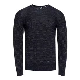   alkalmi férfi elegáns-kötött pulóver  check minta és kerek nyak, vékony fit kötött Pulóver 13378 navy Méret: XL
