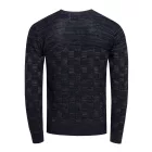 alkalmi férfi elegáns-kötött pulóver  check minta és kerek nyak, vékony fit kötött Pulóver 13378 navy Méret: XL