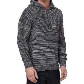    férfi chunky kötött hooded pulóver  gomb placket és cable kötött textúra, kötött pulóver Pulóver 13385 anthracite Méret: 2XL