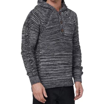  férfi chunky kötött hooded pulóver  gomb placket és cable kötött textúra, kötött pulóver Pulóver 13385 anthracite Méret: XL