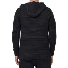  férfi chunky kötött hooded pulóver  gomb placket és cable kötött textúra, kötött pulóver Pulóver 13385 fekete Méret: 2XL