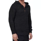  férfi chunky kötött hooded pulóver  gomb placket és cable kötött textúra, kötött pulóver Pulóver 13385 fekete Méret: M