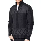 egyedi férfi kötött Pulóver  tartó-up nyaklánc, patterned regular fit Pulóver 13388 fekete Méret: M