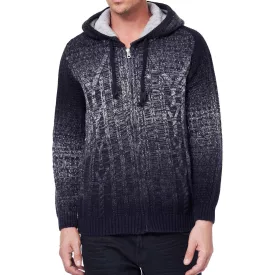   alkalmi férfi kötött dzseki kabát Kabát  kapucni és gradiens texturált pulóver Kardigán 13390 navy Méret: XL