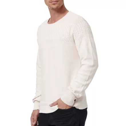 Cool férfi kerek nyakú Pulóver  modern kötött minta, elegáns kötött Pulóver 13393 ekrü Méret: L