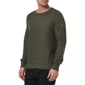   Cool férfi kerek nyakú Pulóver  modern kötött minta, elegáns kötött Pulóver 13393 Khaki Méret: M