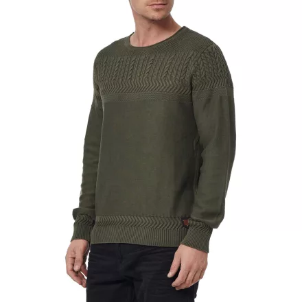 Cool férfi kerek nyakú Pulóver  modern kötött minta, elegáns kötött Pulóver 13393 Khaki Méret: M