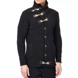    férfi chunky kötött dzseki kabát Kabát  tartó-up nyaklánc és toggle kivitel Kardigán 13418 Anthracite Méret: XL