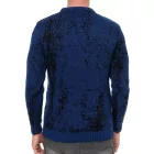 Timeless férfi kerek nyakú Pulóver in a két tónusú design, elegáns kötött Pulóver 13433 Sax kék Méret: 3XL
