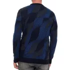 Trendy férfi kerek nyakú Pulóver in wave design, elegáns kötött Pulóver 13445 navy Méret: XL