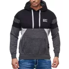férfi sporty colorblock pulóver  kangaroo zseb, Pulóver 19041, fekete Méret: S