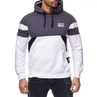 férfi sporty colorblock pulóver  kangaroo zseb, fehér, 19041 Méret: L