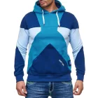 Modern férfi colorblock kapucnis pulóver  kangaroo zseb, regular fit Pulóver, 19042 Petrol Méret: XL