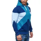 Modern férfi colorblock kapucnis pulóver  kangaroo zseb, regular fit Pulóver, 19042 Petrol Méret: XL