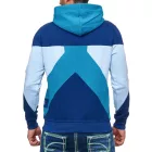Modern férfi colorblock kapucnis pulóver  kangaroo zseb, regular fit Pulóver, 19042 Petrol Méret: XL