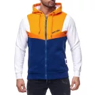 Divatos férfi colorblock pulóver dzseki kapucnival, sportos kapucnis dzseki 19043 Narancs Méret:M