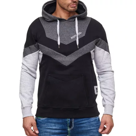 Dynamic férfi pulóver in colorblock design, hooded pulóver  kangaroo zseb, sporty Pulóver 19044 anthracite Méret: S