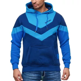   Dynamic férfi colorblock pulóver, hooded pulóver  kangaroo zseb, sporty Pulóver 19044 türkiz Méret: M
