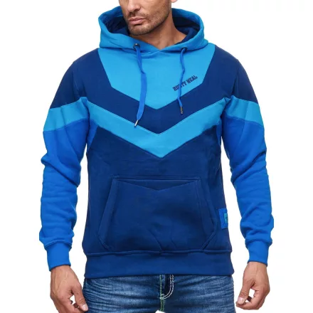 Dynamic férfi colorblock pulóver, hooded pulóver  kangaroo zseb, sporty Pulóver 19044 türkiz Méret: XL