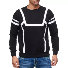   férfi sporty alkalmi Pulóver  ellentét print, kerek nyakú Pulóver 19045 fekete Méret: L