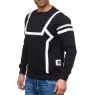 férfi sporty alkalmi Pulóver  ellentét print, kerek nyakú Pulóver 19045 fekete Méret: L