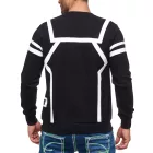 férfi sporty alkalmi Pulóver  ellentét print, kerek nyakú Pulóver 19045 fekete Méret: L