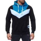 alkalmi férfi colorblock kapucnis pulóver  kangaroo zseb, Pulóver 19047 Petrol Méret: L