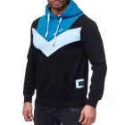 alkalmi férfi colorblock kapucnis pulóver  kangaroo zseb, Pulóver 19047 Petrol Méret: L