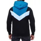 alkalmi férfi colorblock kapucnis pulóver  kangaroo zseb, Pulóver 19047 Petrol Méret: L