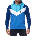 alkalmi férfi colorblock kapucnis pulóver  kangaroo zseb, Pulóver 19047 türkiz Méret: L