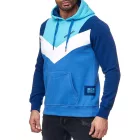 alkalmi férfi colorblock kapucnis pulóver  kangaroo zseb, Pulóver 19047 türkiz Méret: L
