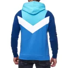 alkalmi férfi colorblock kapucnis pulóver  kangaroo zseb, Pulóver 19047 türkiz Méret: L