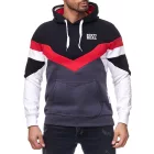 férfi sporty colorblock kapucnis pulóver  kangaroo zseb, Pulóver 19048, fekete Méret: M