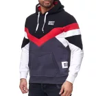 férfi sporty colorblock kapucnis pulóver  kangaroo zseb, Pulóver 19048, fekete Méret: M