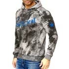 férfi tie-dye pulóver, hooded pulóver  vintage print, Pulóver 19113, anthracite Méret: S