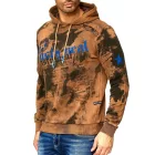 férfi tie-dye pulóver, hooded pulóver  vintage print, Pulóver 19113 Camel Méret: S