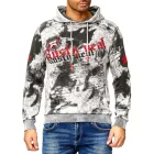 férfi tie-dye pulóver, hooded pulóver  vintage print, Pulóver 19113 szürke Méret: M