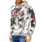férfi tie-dye pulóver, hooded pulóver  vintage print, Pulóver 19113 szürke Méret: S