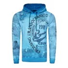 Exclusive férfi hooded pulóver, oil-washed pulóver  gomb placket és sea print Pulóver 19128 Petrol Méret: M