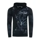 Exclusive férfi hooded pulóver, oil-washed pulóver  gomb placket és sea print Pulóver 19128 fekete Méret: M